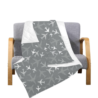 Airplane Pattern Print Design 02 Premium Quilt
