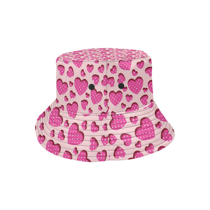 Heart Pink Pattern Print Design HE06 Unisex Bucket Hat