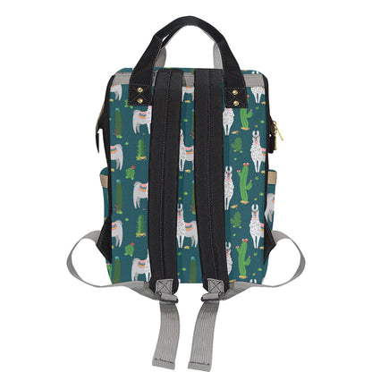 Llama Cactus Pattern Print Design 013 Diaper Bag Backpack