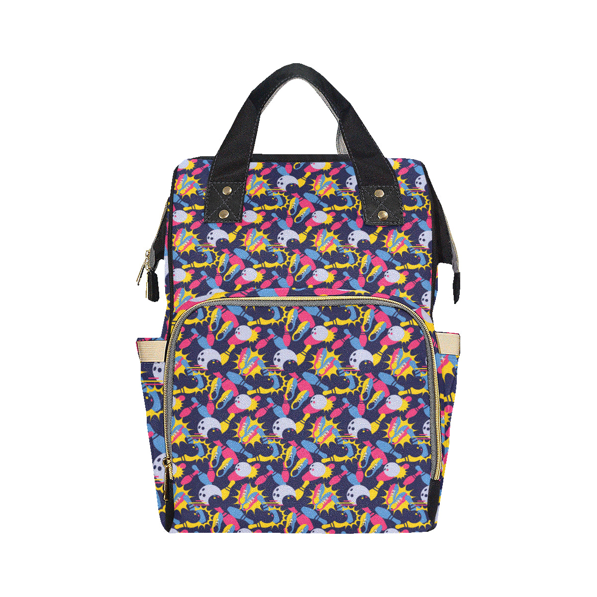 Bowling Pattern Print Design 02 Diaper Bag Backpack