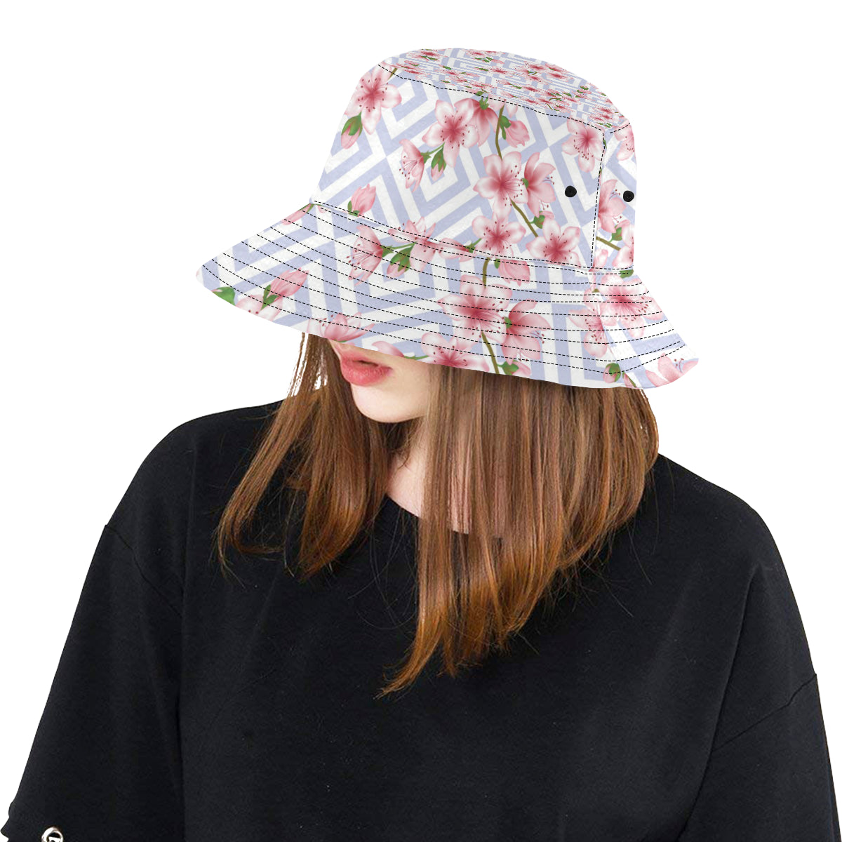Cherry Blossom Pattern Print Design CB07 Unisex Bucket Hat