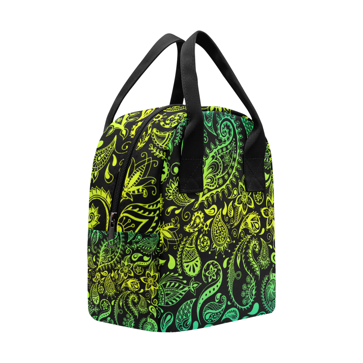 Paisley Green Design Print Insulated Lunch Bag