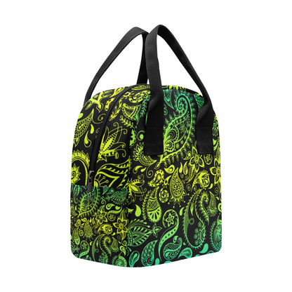 Paisley Green Design Print Insulated Lunch Bag