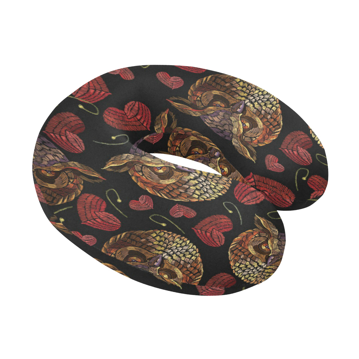 Owl Pattern Print Design A08 U-Shaped Travel Neck Pillow