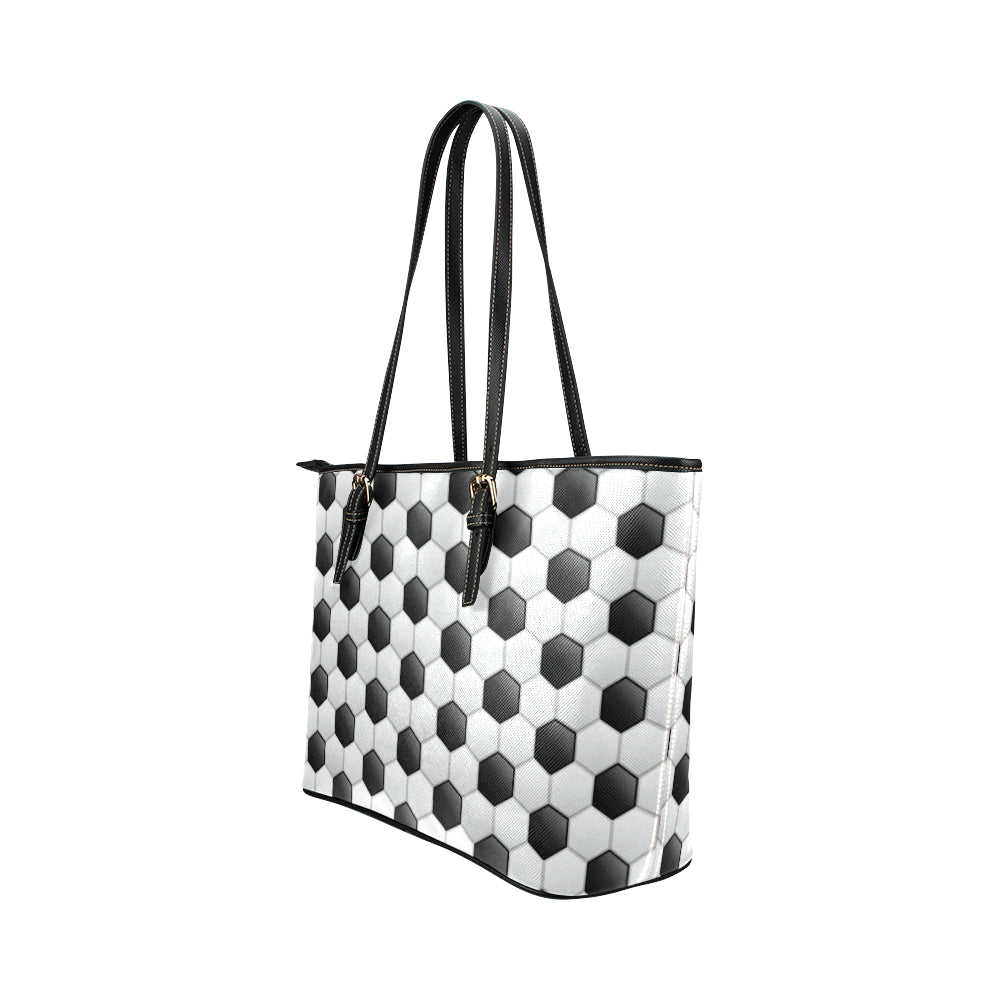 Soccer Ball Texture Print Pattern Leather Tote Bag