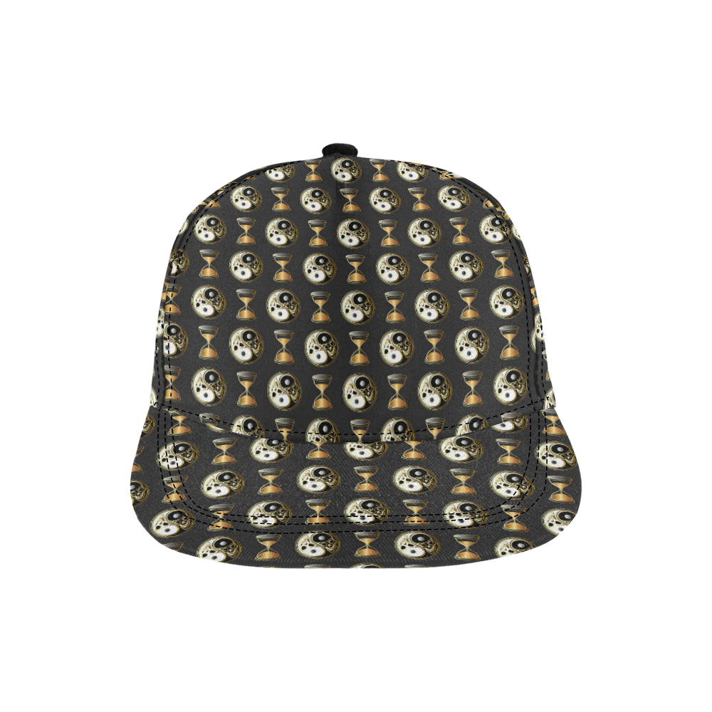 Yin Yang Skull Themed Design Print Snapback Cap
