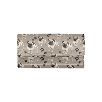Pug Pattern Print Design A04 Women's Trifold Wallet