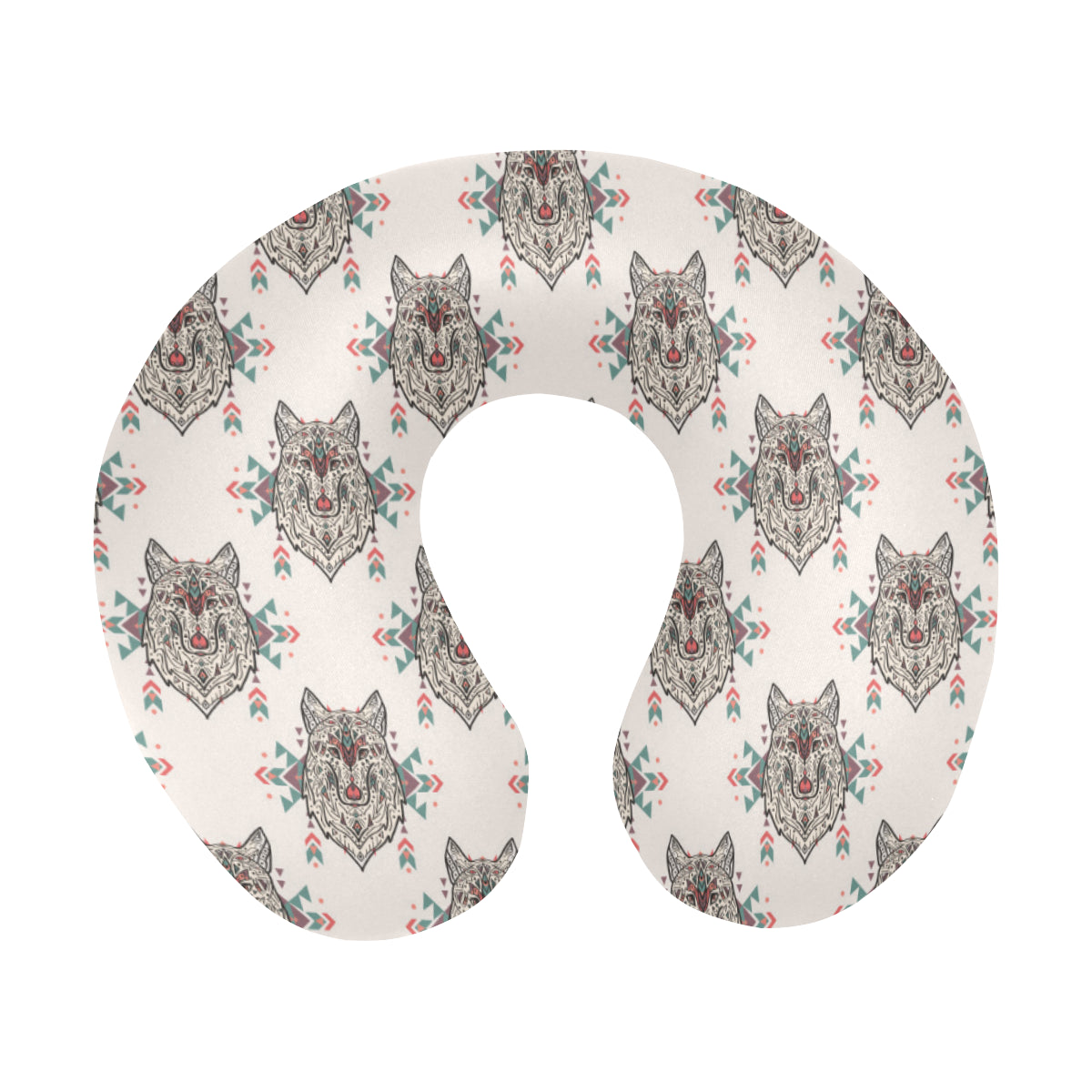 Aztec Wolf Pattern Print Design 01 U-Shaped Travel Neck Pillow