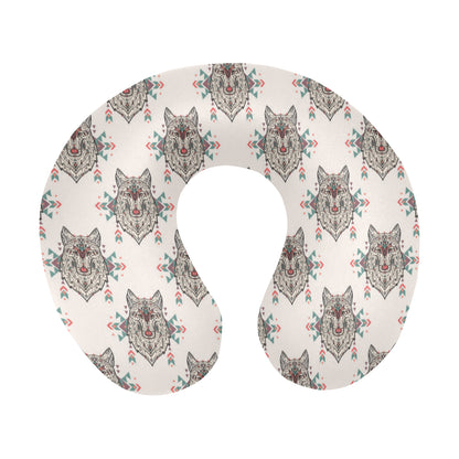 Aztec Wolf Pattern Print Design 01 U-Shaped Travel Neck Pillow