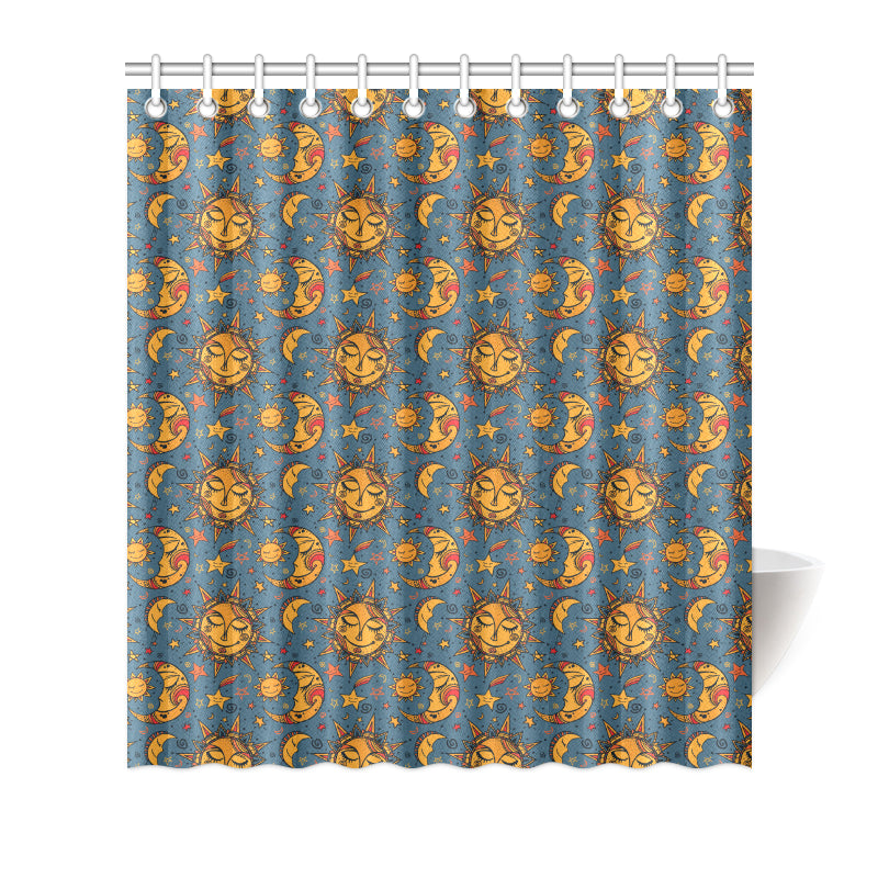 Celestial Moon Sun Pattern Print Design 02 Shower Curtain