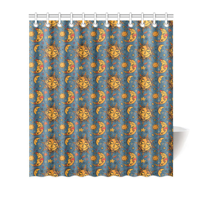 Celestial Moon Sun Pattern Print Design 02 Shower Curtain