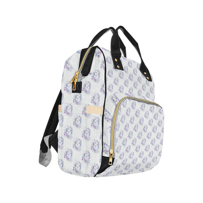 Wolf with Flower Print Design Diaper Bag Backpack