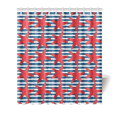 Starfish Red Pattern Print Design 02 Shower Curtain