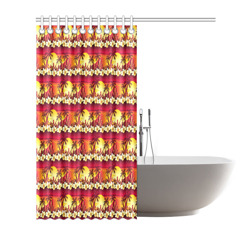 Hawaiian Tropical Sunset Hibiscus Print Shower Curtain