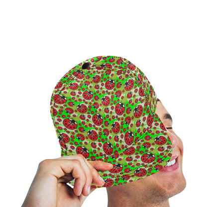 Ladybug with Leaf Print Pattern Snapback Cap