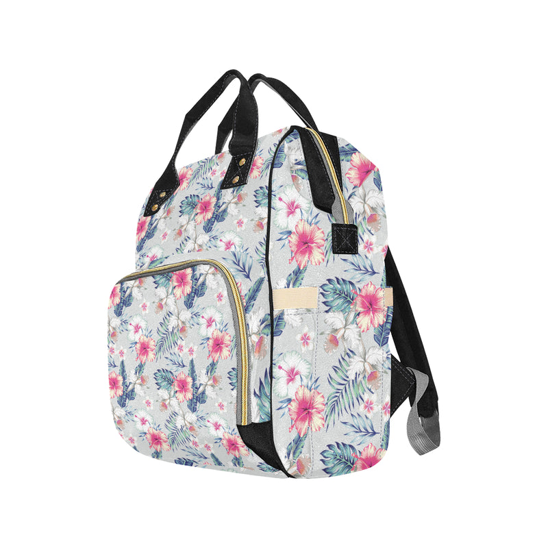 Hibiscus Print Diaper Bag Backpack