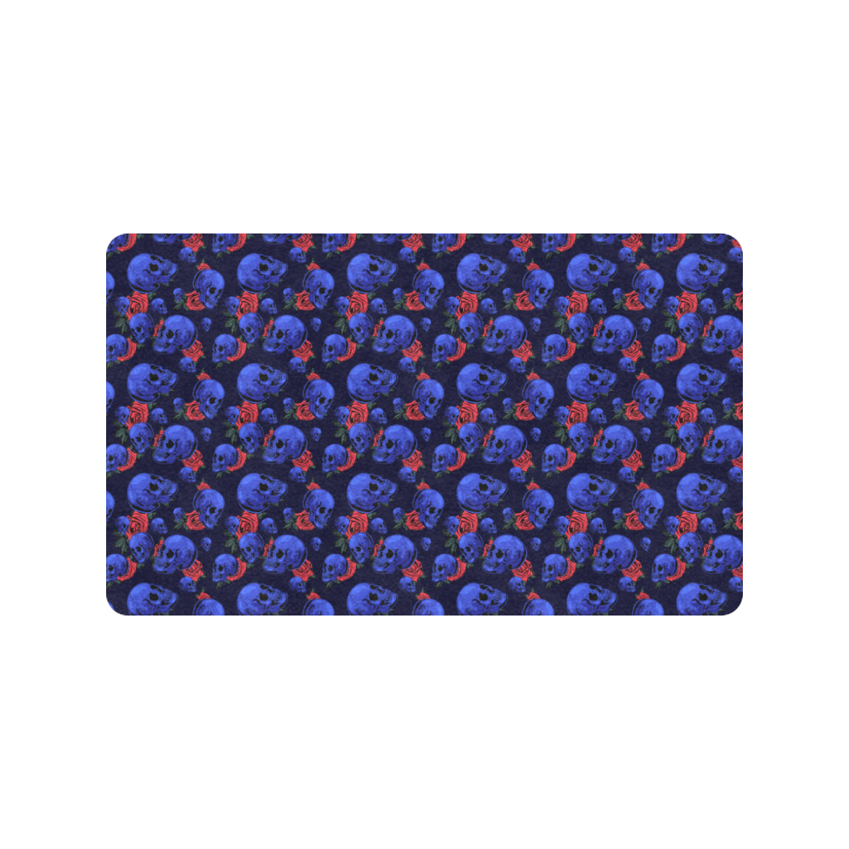 Skull Roses Neon Design Themed Print Rubber Doormat