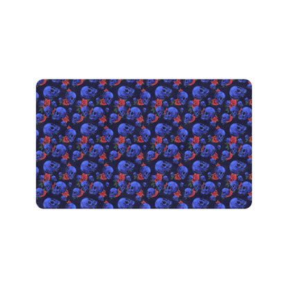 Skull Roses Neon Design Themed Print Rubber Doormat
