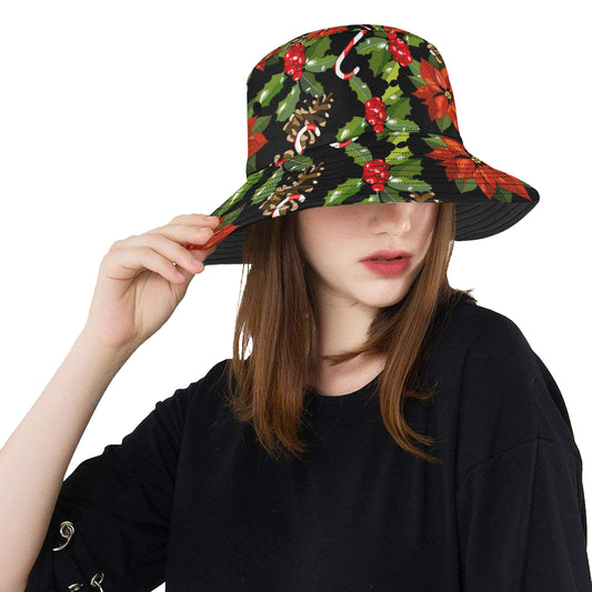 Poinsettia Pattern Print Design POT01 Unisex Bucket Hat