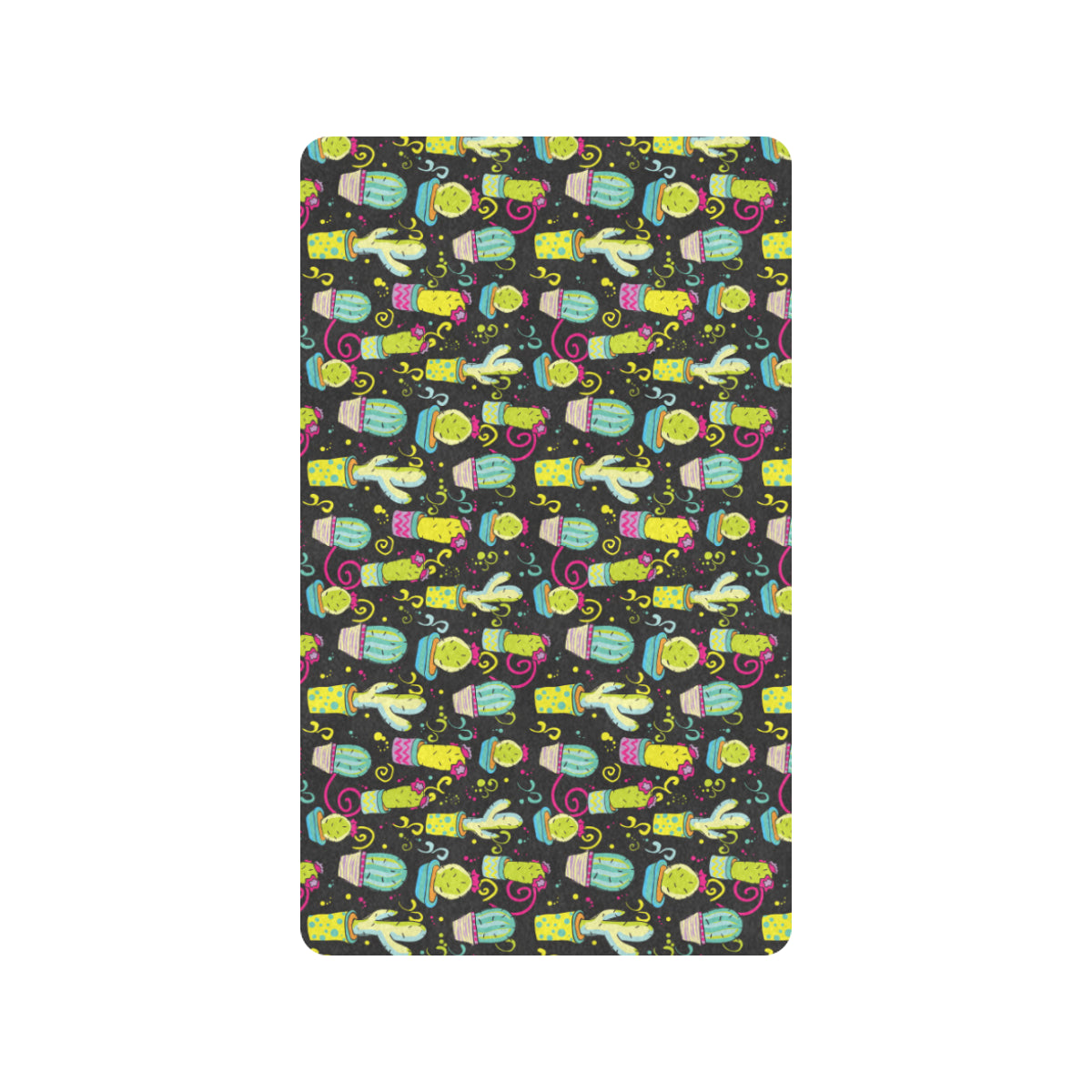 Cactus Neon Style Print Pattern Rubber Doormat