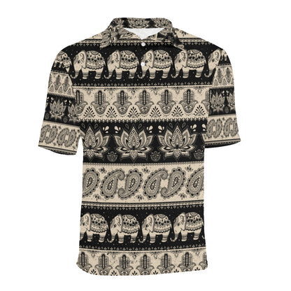 Elephant Hansa Lotus Pattern Men Polo Shirt