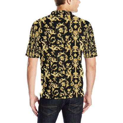 Baroque Golden Pattern Print Design 04 Men Polo Shirt