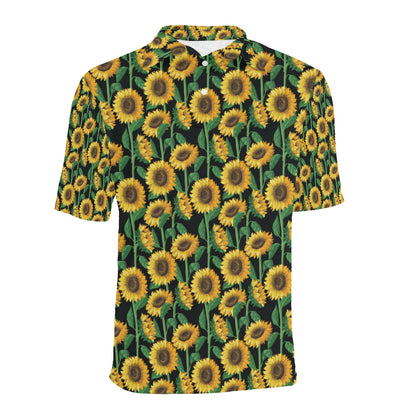 Sunflower Realistic Print Pattern Men Polo Shirt
