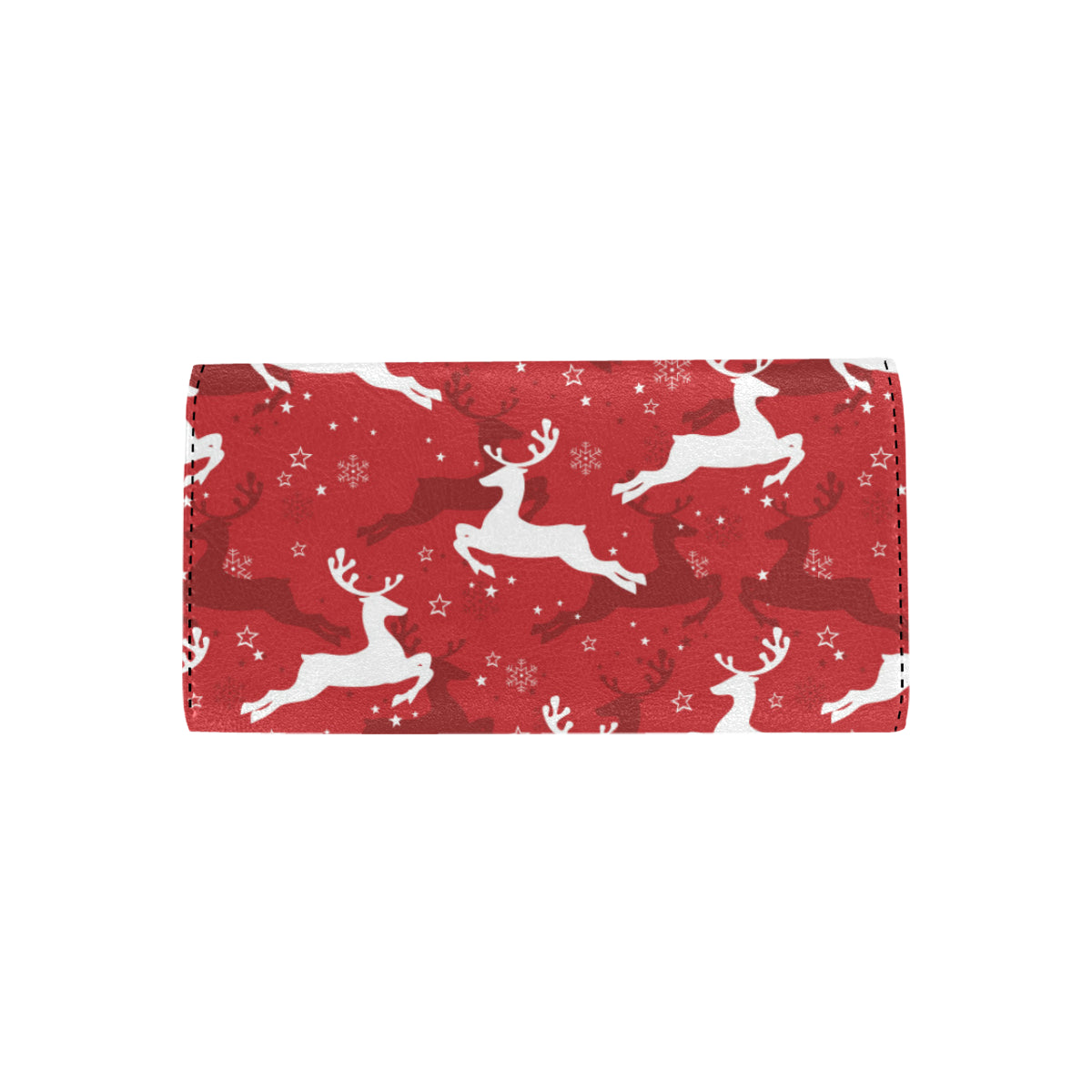Reindeer Red Pattern Print Design 01 Women's Trifold Wallet