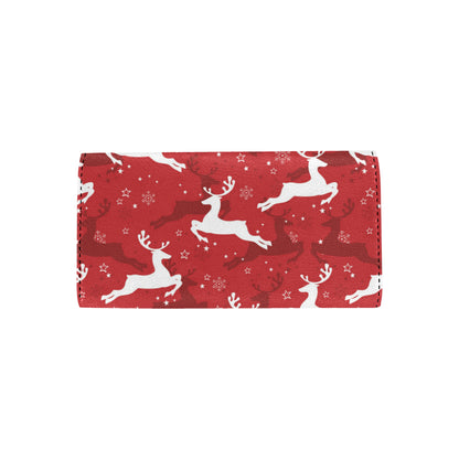 Reindeer Red Pattern Print Design 01 Women's Trifold Wallet