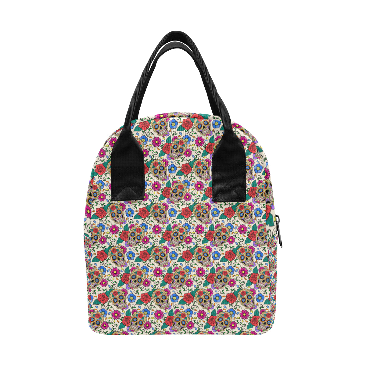 Sugar Skull Colorful Themed Print Insulated Lunch Bag
