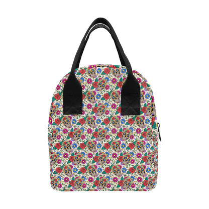 Sugar Skull Colorful Themed Print Insulated Lunch Bag