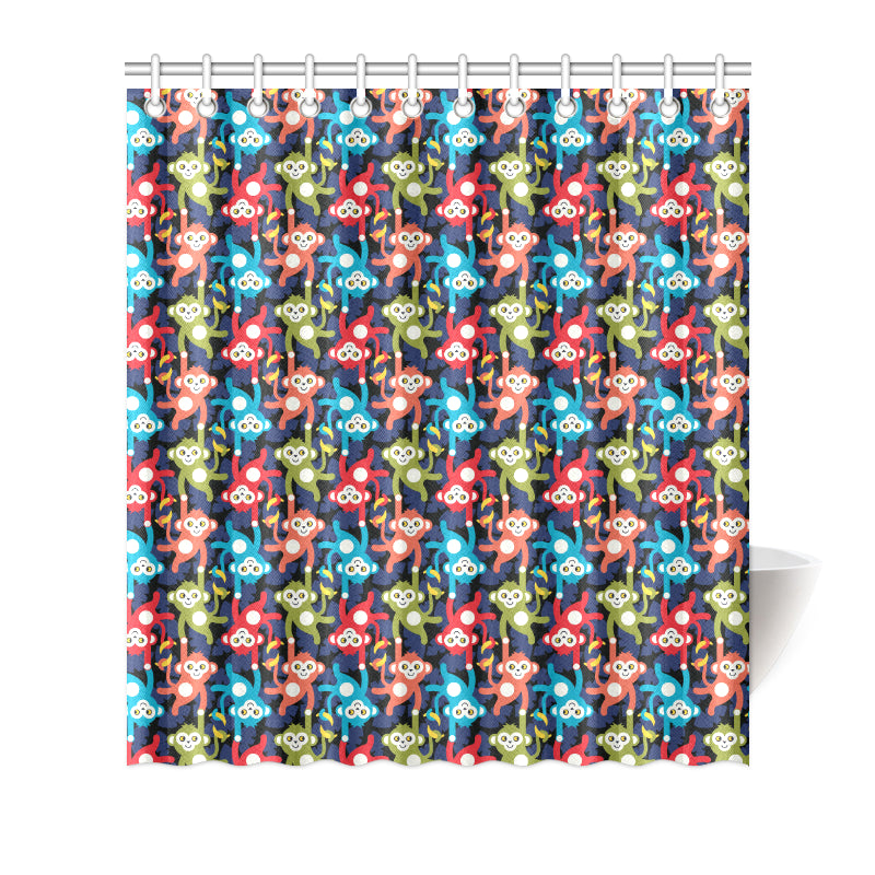 Monkey Colorful Design Themed Print Shower Curtain