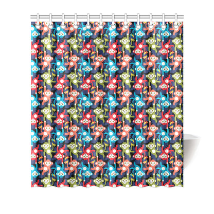 Monkey Colorful Design Themed Print Shower Curtain