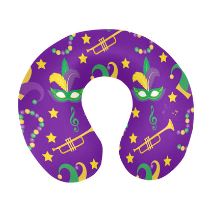 Mardi Gras Pattern Print Design 06 U-Shaped Travel Neck Pillow