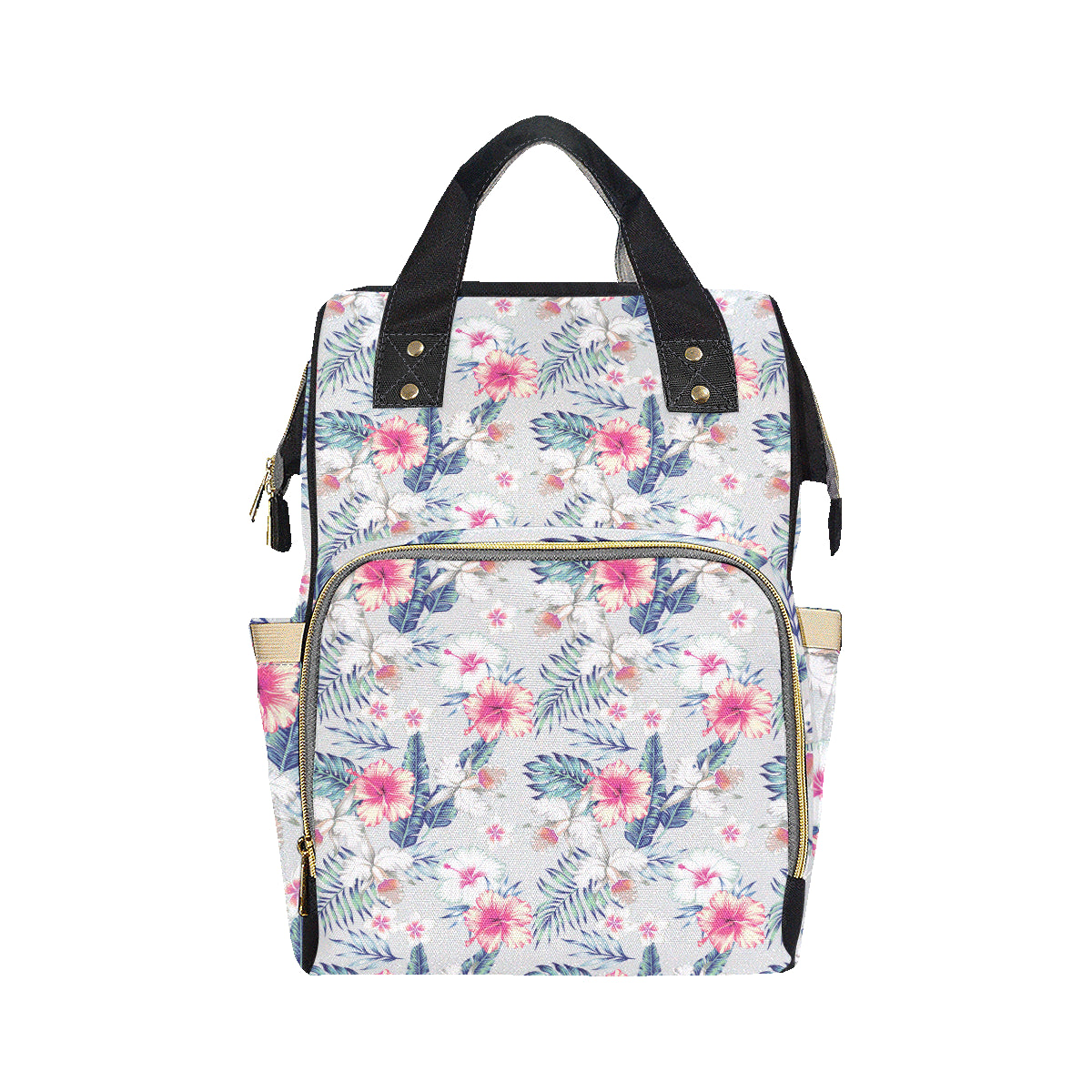 Hibiscus Print Diaper Bag Backpack