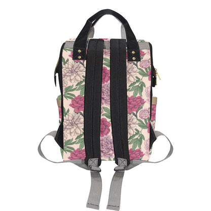 Peony Pattern Print Design A01 Diaper Bag Backpack