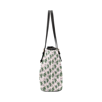 Aloha Beach Pattern Design Themed Print Leather Tote Bag