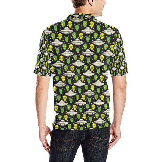 Alien UFO Pattern Men Polo Shirt