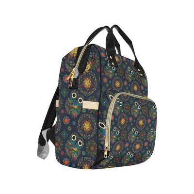 Owl Boho Style Pattern Print Design A04 Diaper Bag Backpack