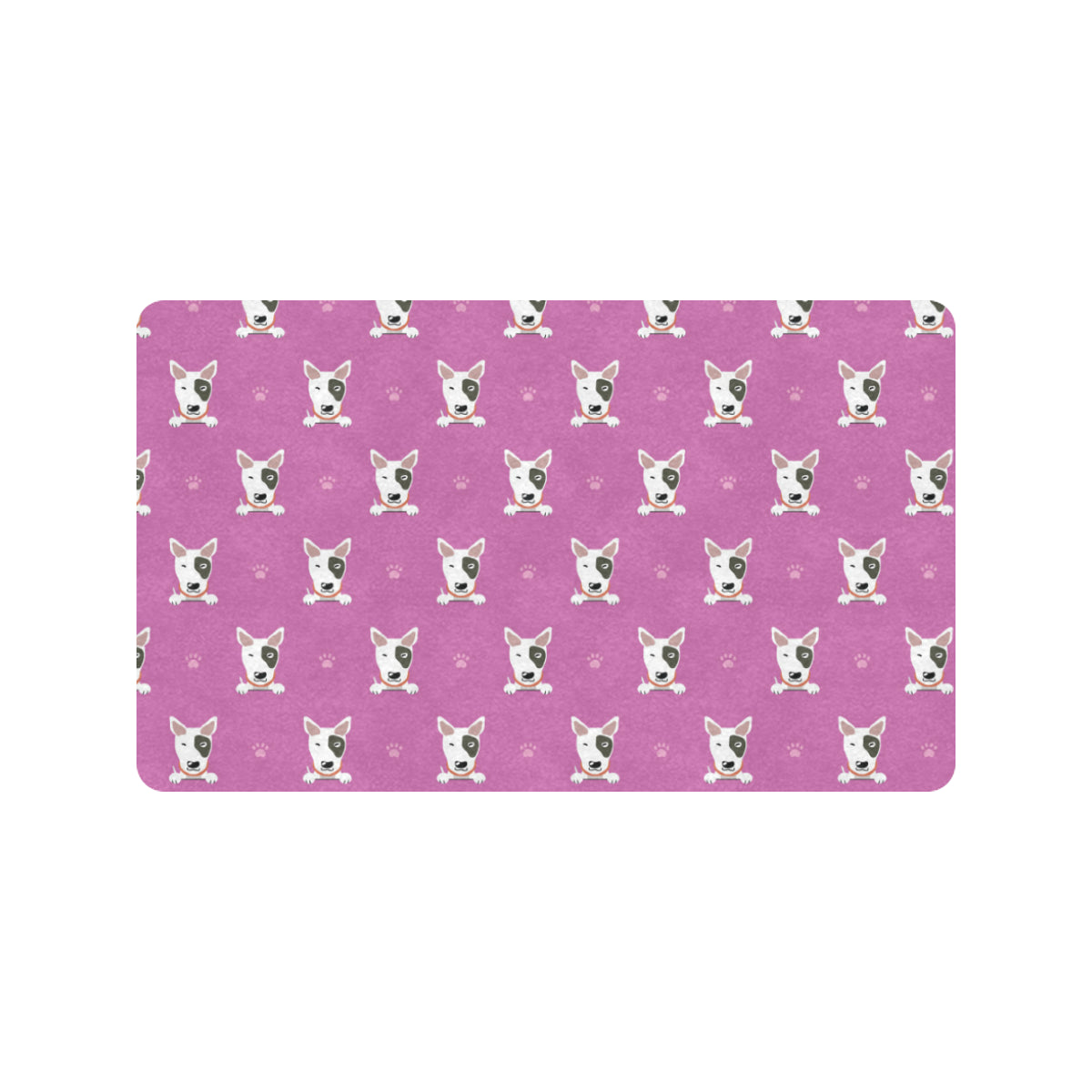 Bull Terrier Happy Print Pattern Rubber Doormat