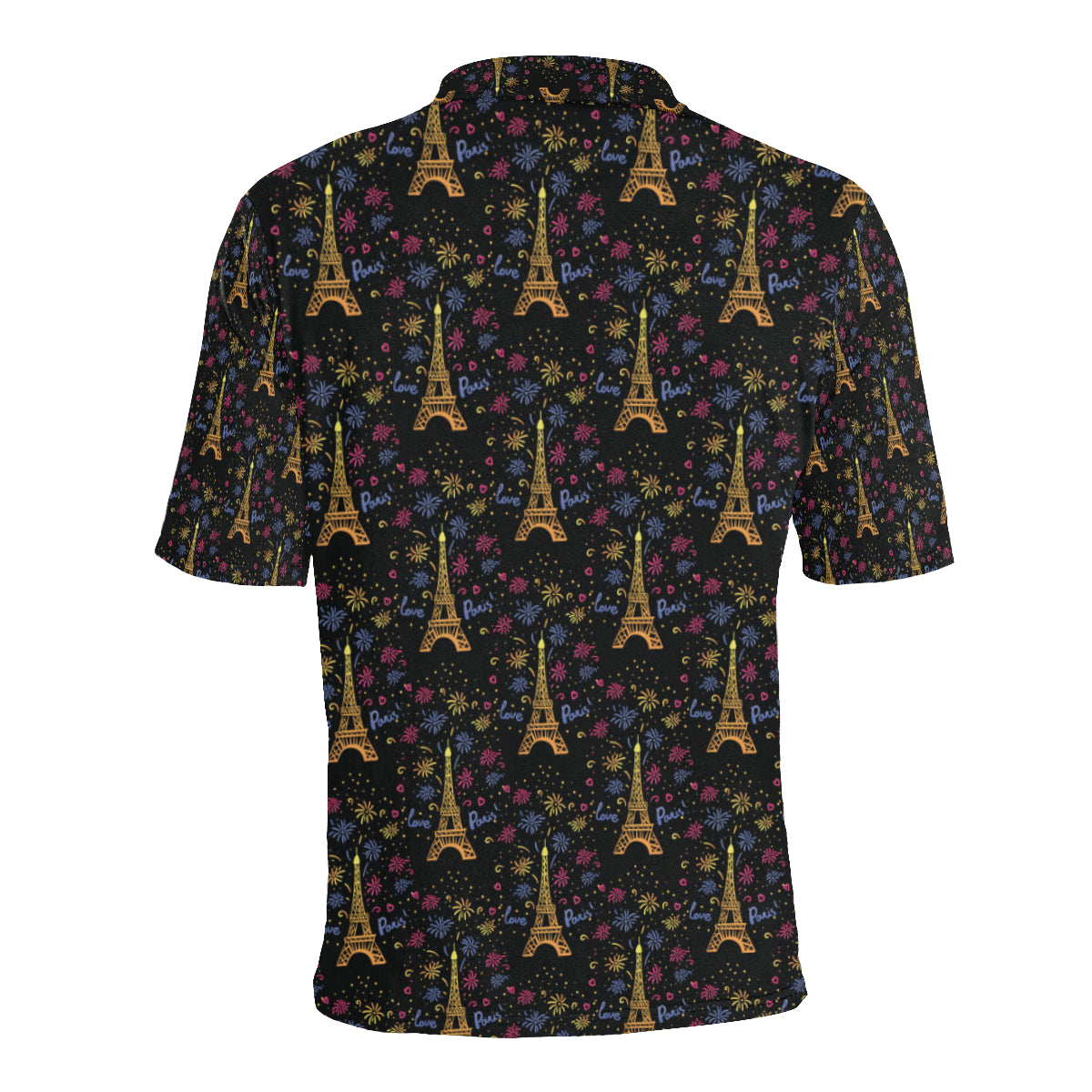 Eiffel Tower Love Paris Print Men Polo Shirt