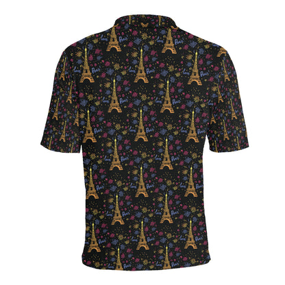 Eiffel Tower Love Paris Print Men Polo Shirt