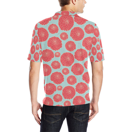 Marigold Pattern Print Design MR03 Men Polo Shirt