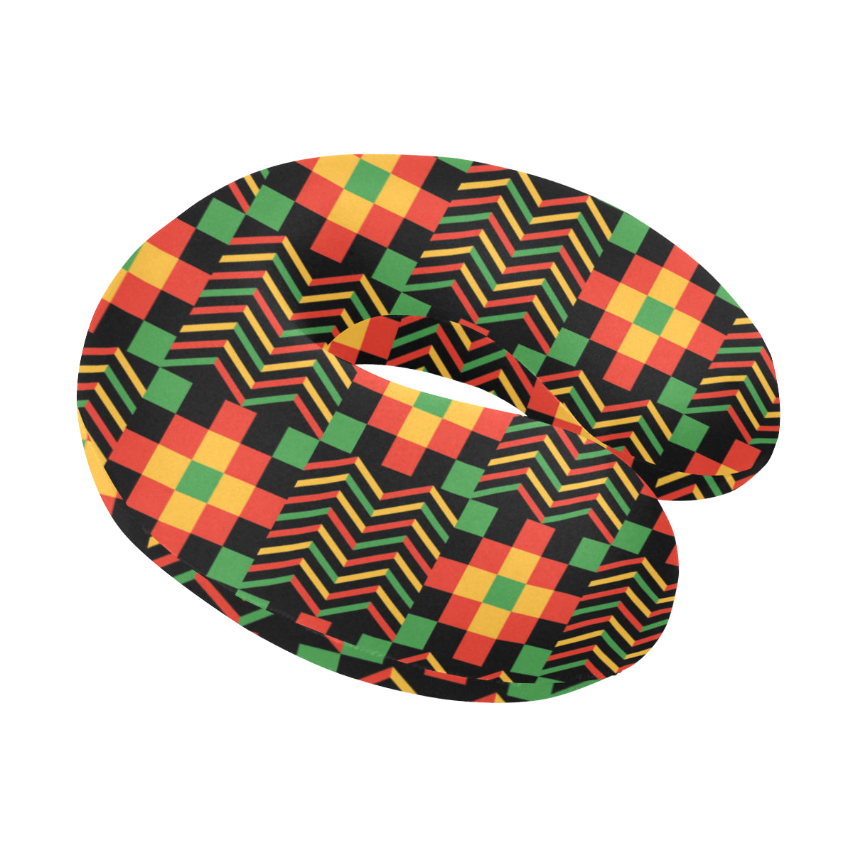 Kente Pattern Print Design 01 U-Shaped Travel Neck Pillow