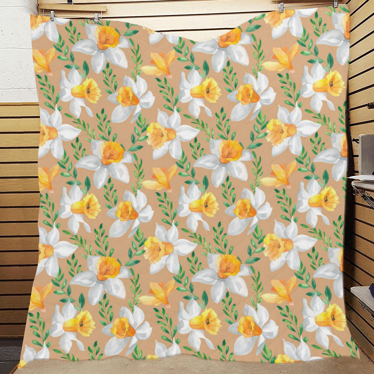 Daffodils Pattern Print Design DF04 Premium Quilt