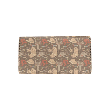 Cowboy Pattern Print Design 02 Women's Trifold Wallet