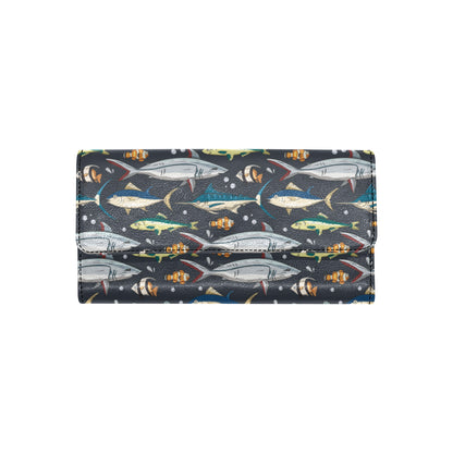 Swordfish Pattern Print Design 04 Women's Trifold Wallet
