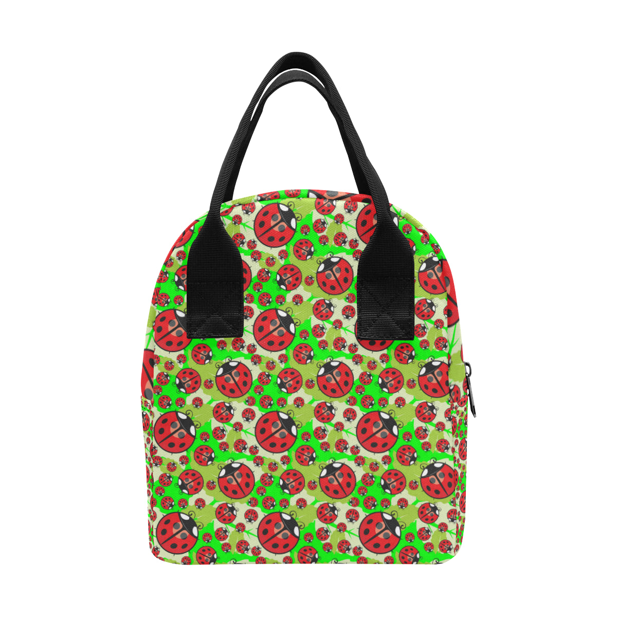 Ladybug with Leaf Print Pattern Insulated Lunch Bag