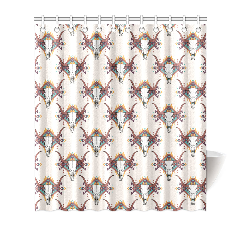 Buffalo Head Pattern Print Design 02 Shower Curtain