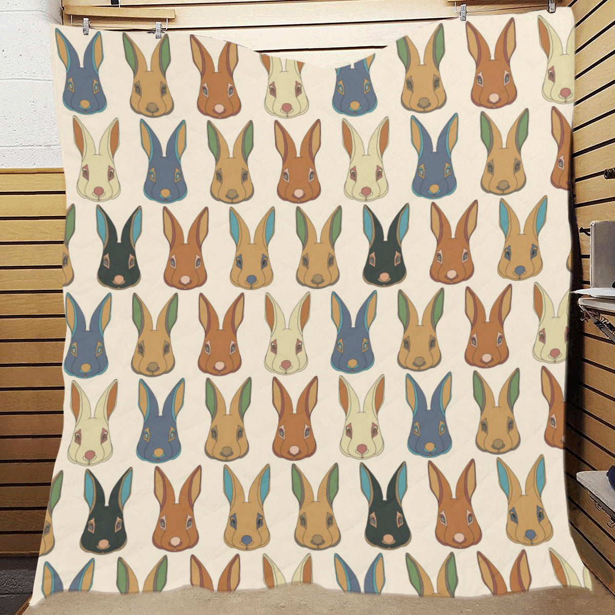 Rabbit Pattern Print Design RB04 Premium Quilt